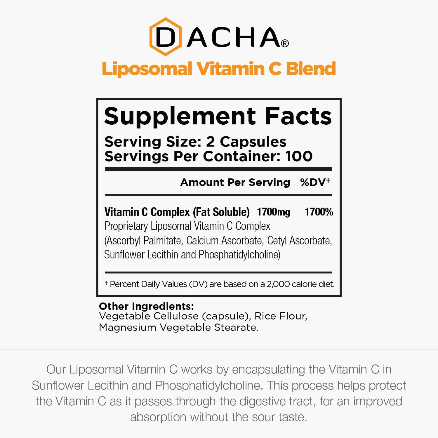 Dacha Liposomal Vitamin C 1700mg - 200 Caps