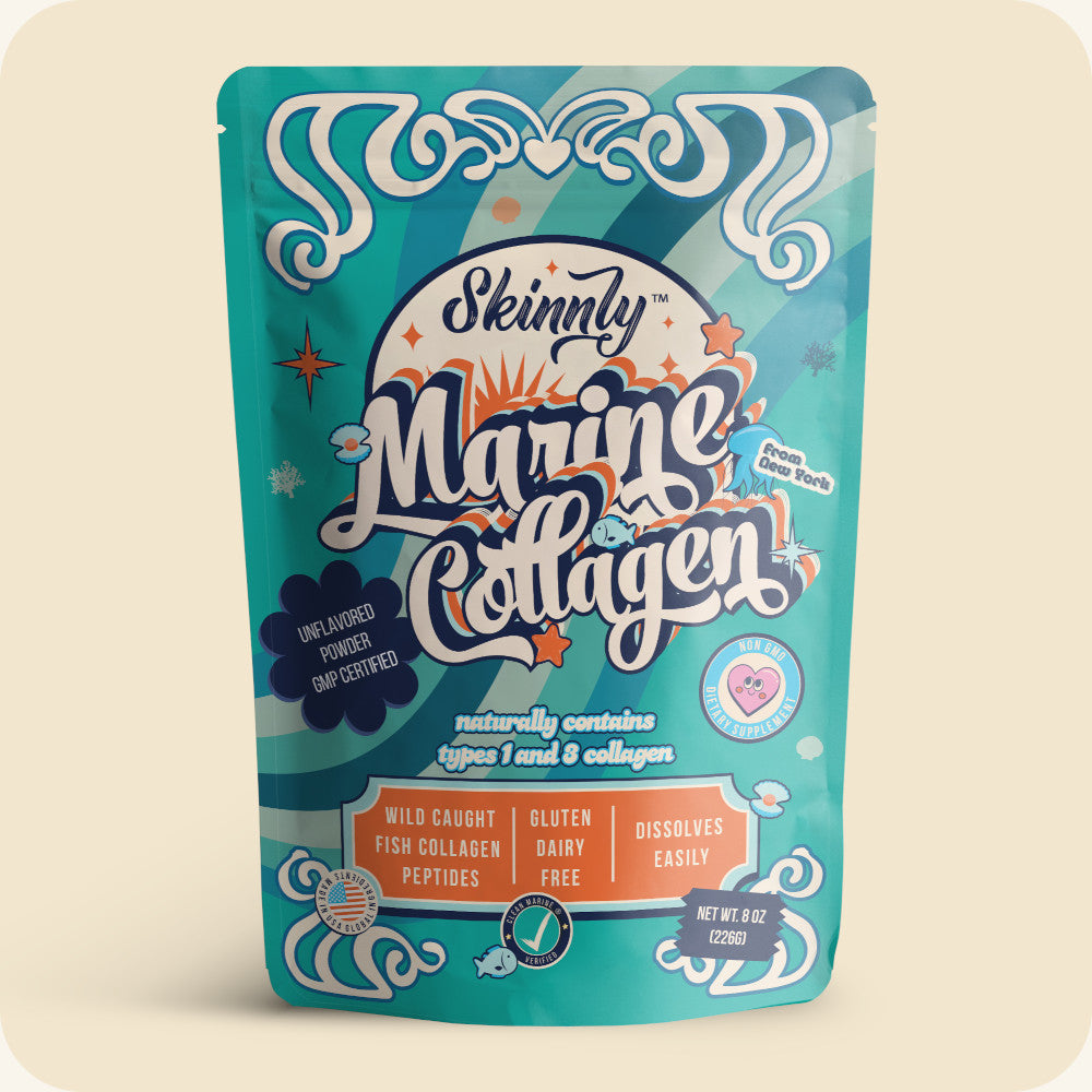 Skinnly Marine Collagen Peptides Powder, Wild-Caught, Unflavored, 8oz