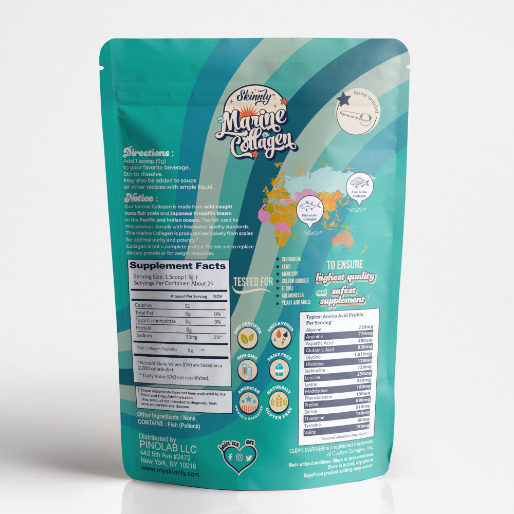 Skinnly Pure Marine Collagen Types I & III - Compare to Skinny Marine Collagen.