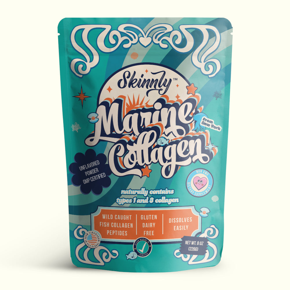 Skinnly Pure Marine Collagen Peptides Powder, Wild-Caught, Unflavored, 8oz
