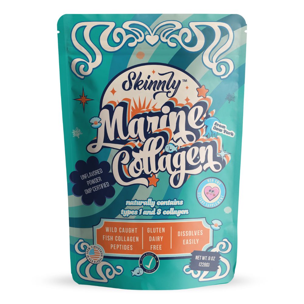 Skinnly Marine Collagen Peptides Powder, Wild-Caught, Unflavored, 8oz