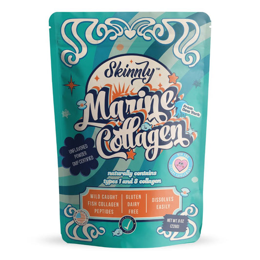 Skinnly Marine Collagen Peptides Powder, Wild-Caught, Unflavored, 8oz