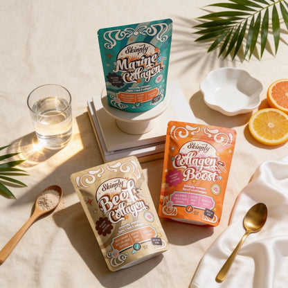 Skinnly Multi Collagen, Beef Collagen, Marine Collagen Lifestyle Image.
